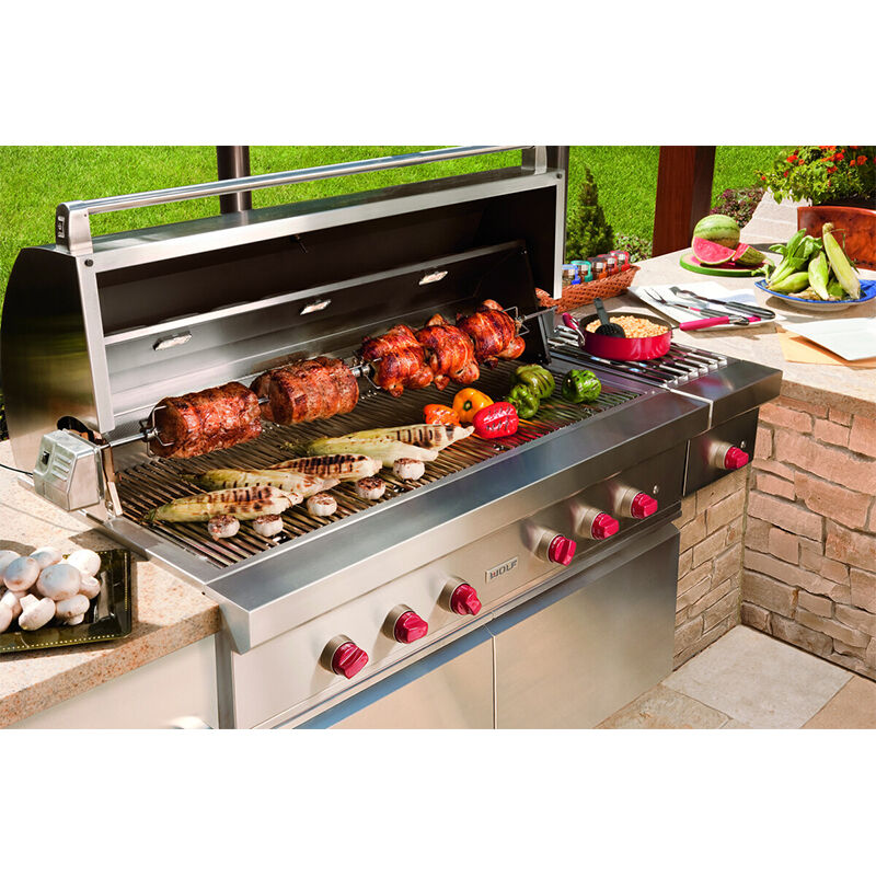 Wolf Designer 54 in. 5-Burner Built-In Liquid Propane Gas Grill with Rotisserie & Sear Burner - Stainless Steel, , hires