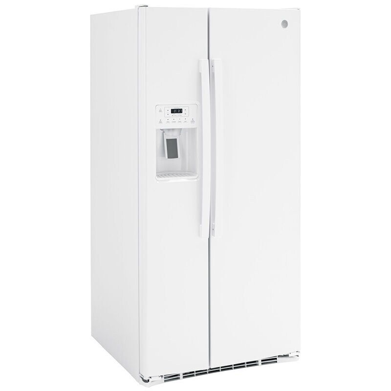 GE 33 in. 23 cu. ft. Side by Side Refrigerator with Ice & Water Dispenser - White, White, hires