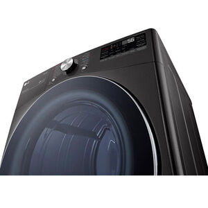 LG 27 in. 7.4 cu. ft. Smart Stackable Round-Door Electric Dryer with Tempered Glass, Built-In Intelligence, Sensor Dry, Turbo Steam, Sanitize & Steam Cycle - Black Steel, Black Steel, hires