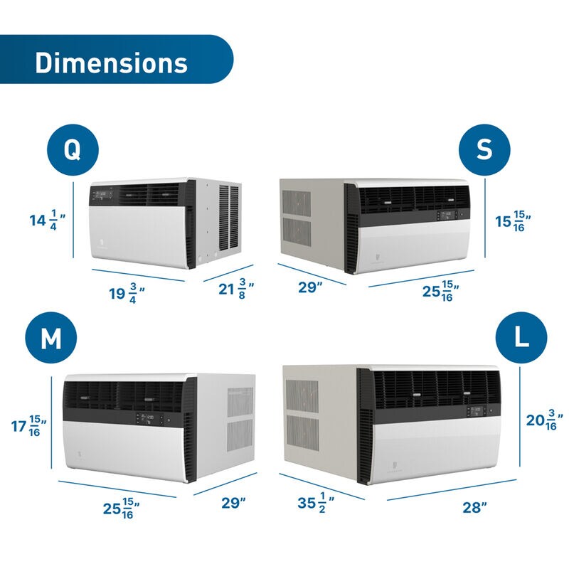 Friedrich Kuhl Inverter Series 12,600 BTU 230V Smart Window/Wall Air Conditioner with Heat Pump, 3 Fan Speeds, Remote Control - Cool Grey, , hires