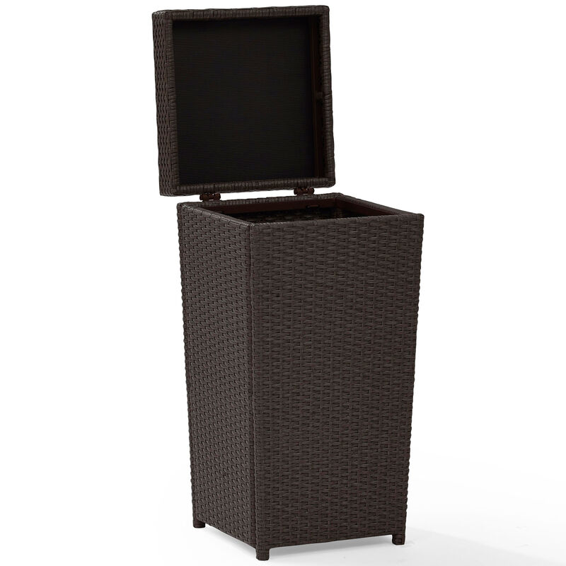 Crosley Palm Harbor Wicker Outdoor Trash Can - Brown, Brown, hires