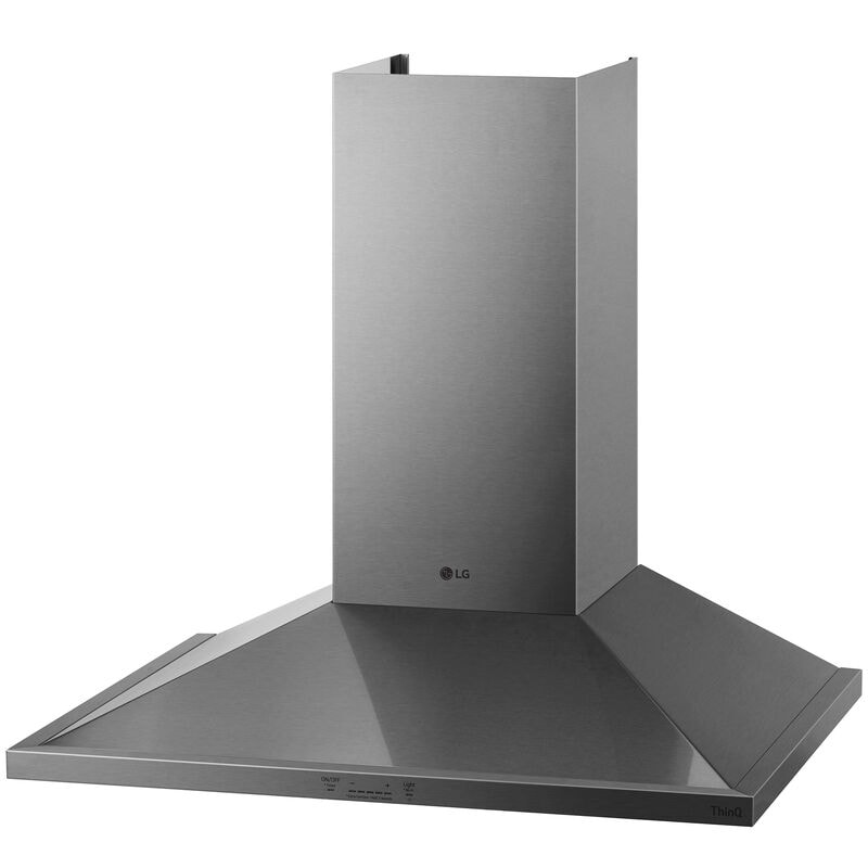 LG 30 in. Ducted Chimney Style Range Hood with 600 CFM, 5 Fan Speeds & 1 LED Light - Stainless Steel, Stainless Steel, hires