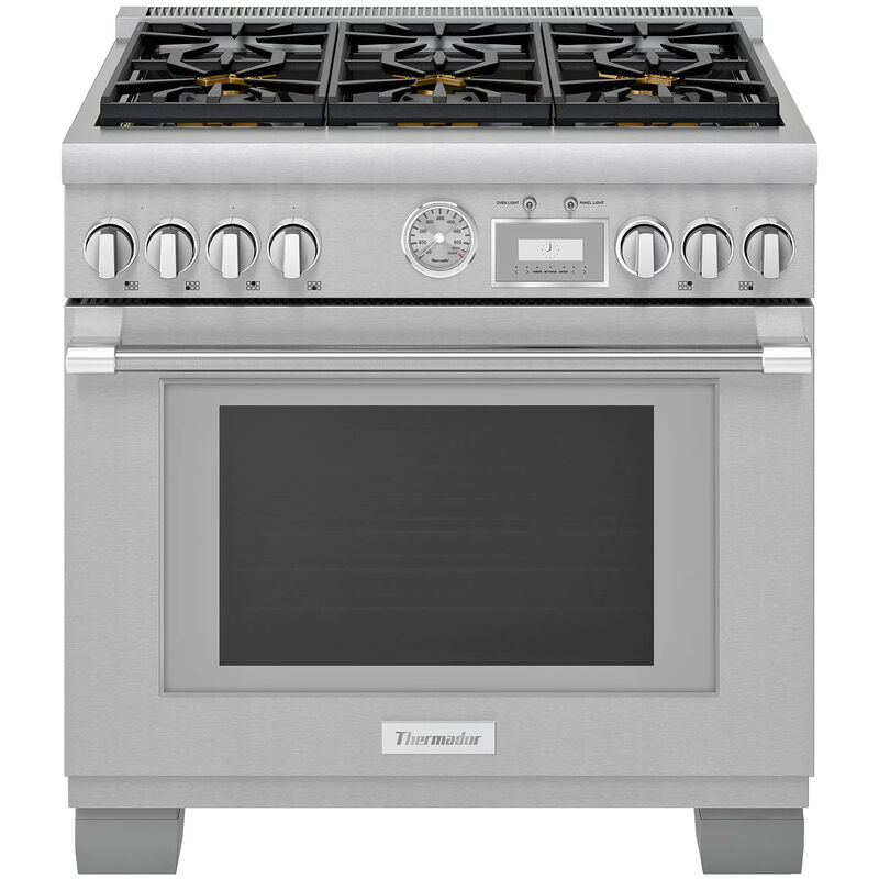 Thermador Pro Grand Professional Series 36 in. 5.7 cu. ft. Smart True European Convection Dual Fuel Range with 6 Sealed Burners - Stainless Steel, , hires