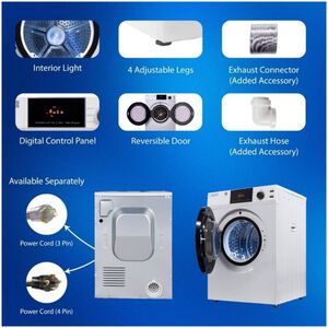 Equator Deluxe 24 in. 4.0 cu. ft. Stackable Electric Dryer with Sensor Dry, Sanitize & Steam Cycle - White, , hires