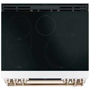 Cafe 30 in. 6.7 cu. ft. Smart Air Fry True European Convection Double Oven Slide-In Electric Range with 5 Induction Burners - Matte White, Matte White, hires