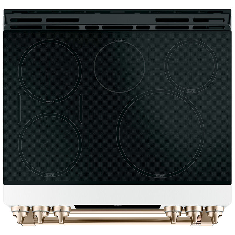 Cafe 30 in. 6.7 cu. ft. Smart Air Fry True European Convection Double Oven Slide-In Electric Range with 5 Induction Burners - Matte White, Matte White, hires