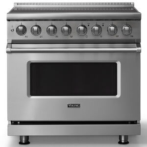 Viking 5 Series 36 in. 5.6 cu. ft. True European Convection Electric Range with 6 Induction Burners - Stainless Steel, , hires