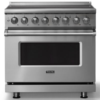 Viking 5 Series 36 in. 5.6 cu. ft. True European Convection Electric Range with 6 Induction Burners - Stainless Steel | VIR53646BSS