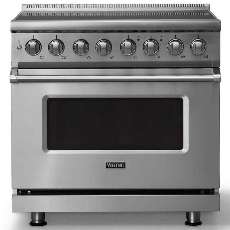 Viking 5 Series 36 in. 5.6 cu. ft. True European Convection Electric Range with 6 Induction Burners - Stainless Steel, , hires