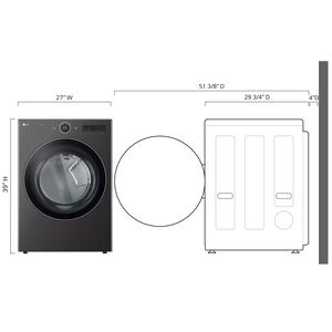 LG 27 in. 7.4 cu. ft. Front Loading Gas Smart Dryer with 23 Dryer Programs, 11 Dry Options, Wrinkle Care & Sensor Dry - Black Steel, , hires