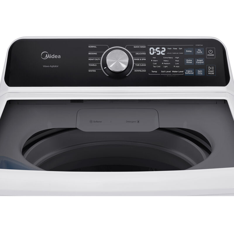 Midea 27 in. 4.5 cu. ft. Smart Top Load Washer - White, , hires