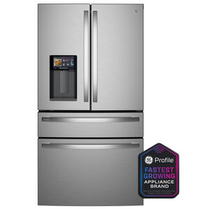 GE Profile 36 in. 27.9 cu. ft. Smart 4-Door French Door Refrigerator with Ice & Water Dispenser - Fingerprint Resistant Stainless Steel, , hires