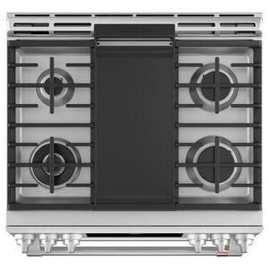 Cafe 30 in. 7 cu. ft. Smart Air Fry True European Convection Double Oven Slide-In Dual Fuel Range with 6 Sealed Burners & Griddle - Stainless Steel, Stainless Steel, hires