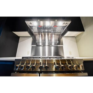 JennAir Pro-Style 48 in. Ducted Canopy Pro Style Style Range Hood with 1200 CFM, 4 Fan Speeds & 3 Halogen Lights - Stainless Steel, , hires