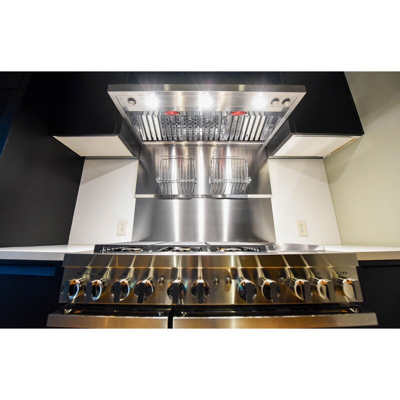 JennAir Pro-Style 48 in. Ducted Canopy Pro Style Style Range Hood with 1200 CFM, 4 Fan Speeds & 3 Halogen Lights - Stainless Steel, , hires