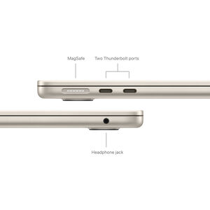 Apple MacBook Air (2024) 13.6 in. Notebook with Apple Intelligence, Apple M3 8-Core CPU, 8-Core GPU, 16 GB RAM, 256 GB SSD, up to 18 Hrs. of Battery Life & Mac OS - Starlight, , hires