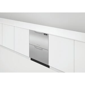 Fisher & Paykel Series 7 24 in. Smart Double Drawer with Front Control, 43 dBa Sound Level & Pocket - Stainless Steel, , hires