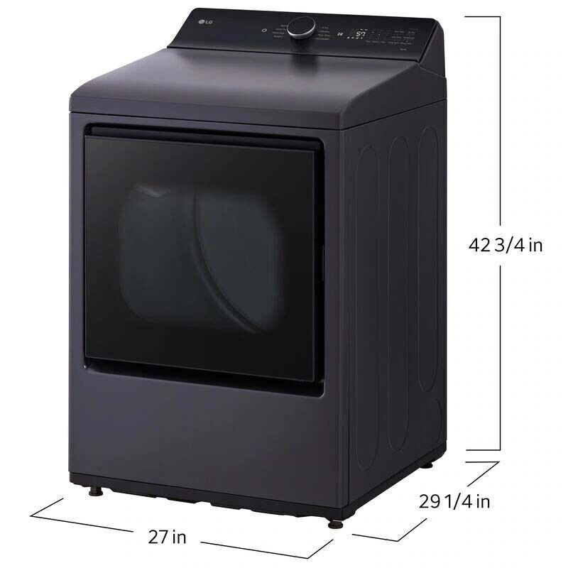 LG 27 in. 7.3 cu. ft. Smart Gas Dryer with EasyLoad Door & AI Sensor Dry - Matte Black, , hires