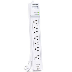 CyberPower 7-Outlet Essential Surge Protector - White, , hires