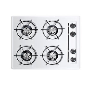 Summit 24 in. 4-Burner Natural Gas Cooktop with Power Burner - White, , hires