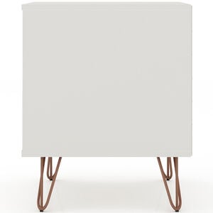 Manhattan Comfort Rockefeller Mid-Century Modern 2-Drawer Nightstand Off White/Natural, White, hires