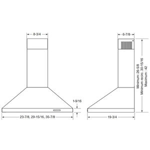 Broan Elite EW48 Series 36 in. Convertible Chimney Style Range Hood with 460 CFM, 3 Fan Speeds & 1 LED Light - Stainless Steel, , hires