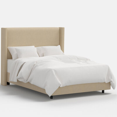 Skyline Furniture Linen Fabric Upholstered King Size Wingback Bed - Linen | 503BEDLNNLNN