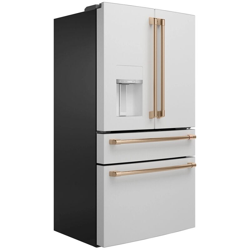 Cafe 36 in. 22.3 cu. ft. Smart Counter Depth 4-Door French Door Refrigerator with Ice & Water Dispenser - Matte White, Matte White, hires