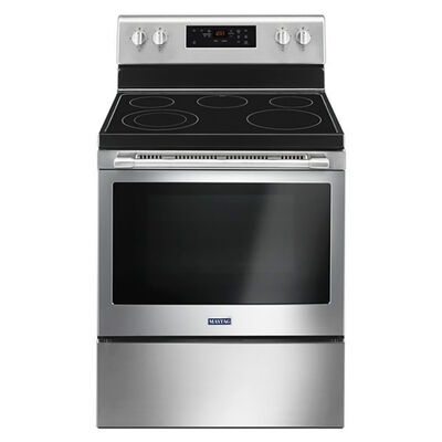 Maytag 30 in. 5.3 cu. ft. Oven Freestanding Electric Range with 5 Smoothtop Burners - Stainless Steel | MER6600FZ