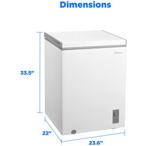 Midea 24 in. 5.1 cu. ft. Garage-Ready Compact Chest Freezer - White, , hires