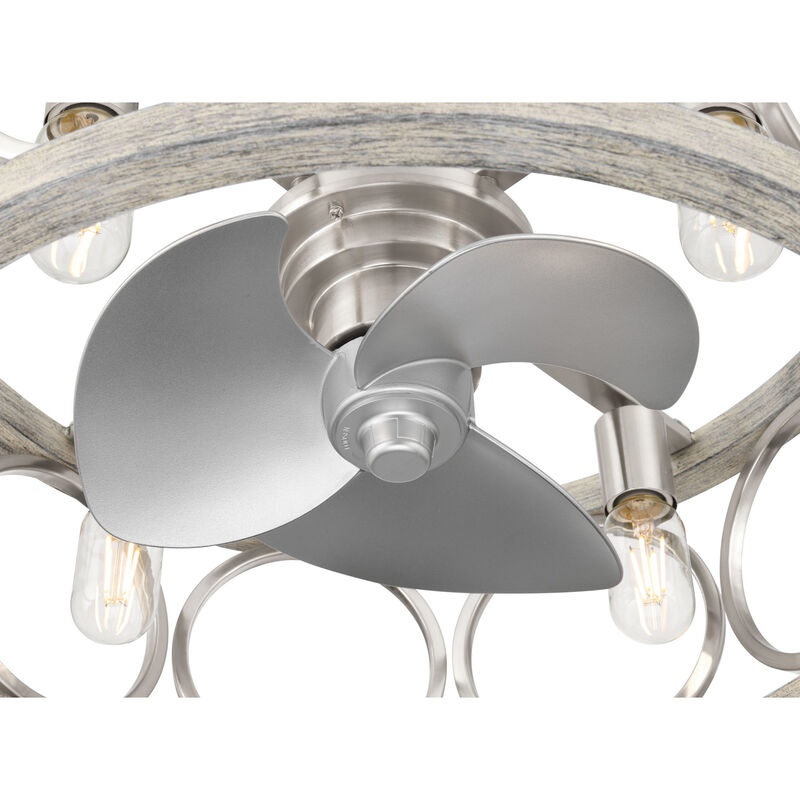 Hunter Haven Fandelier 22 in. Ceiling Fan with Light Kit and Handheld Remote - Brushed Nickel/ Light Grey, , hires