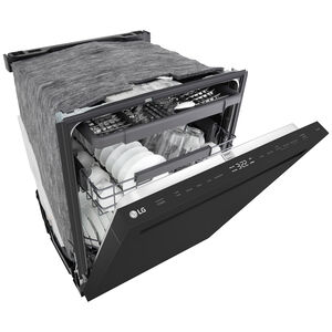 LG 24 in. Top Control Flush-Mount Smart Dishwasher with 46 dBA Sound Level, 3rd-Rack, AutoVent Dry & Pocket Handle - Black, , hires
