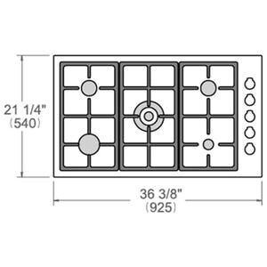 Bertazzoni Professional Series 36 in. 5-Burner Natural Gas Cooktop with Simmer Burner & Power Burner - Stainless Steel, , hires
