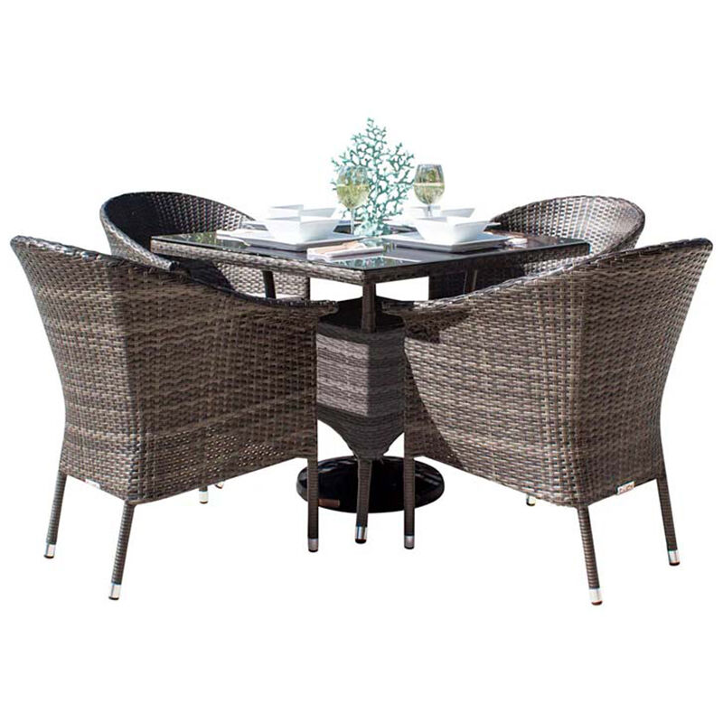 Pelican Reef Spectrum 5-Piece Woven Armchair Dining Set with Cushions - Gray, , hires