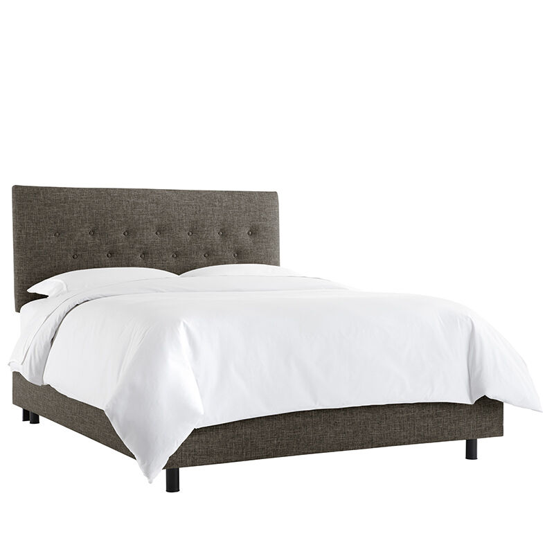 Skyline Furniture Tufted Zuma Upholstered Queen Size Complete Bed - Charcoal, Charcoal, hires