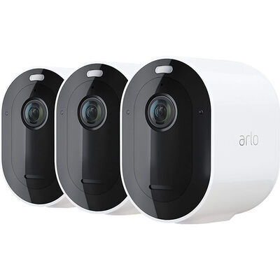 Arlo - Pro 4 Spotlight Camera - Indoor/Outdoor 2K Wire-Free Security Camera with Color Night Vision (3-pack) | VMC4350PRO4