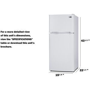 Summit 19 in. 4.3 cu. ft. Mini Fridge with Top Freezer - White, , hires