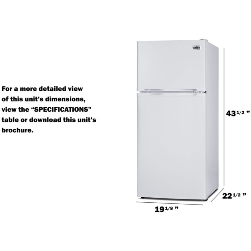Summit 19 in. 4.3 cu. ft. Mini Fridge with Top Freezer - White, , hires