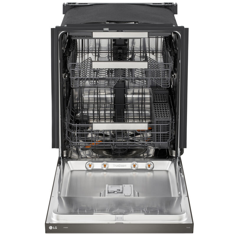 LG 24 in. Top Control Flush-Mount Smart Dishwasher with 42 dBA Sound level, 3rd-Rack, Dynamic Heat Dry with AutoVent Dry & Pocket Handle - Black Stainless Steel, , hires