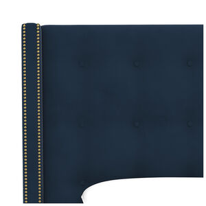 Skyline Full Nail Button Tufted Wingback Headboard in Velvet - Ink, Blue, hires