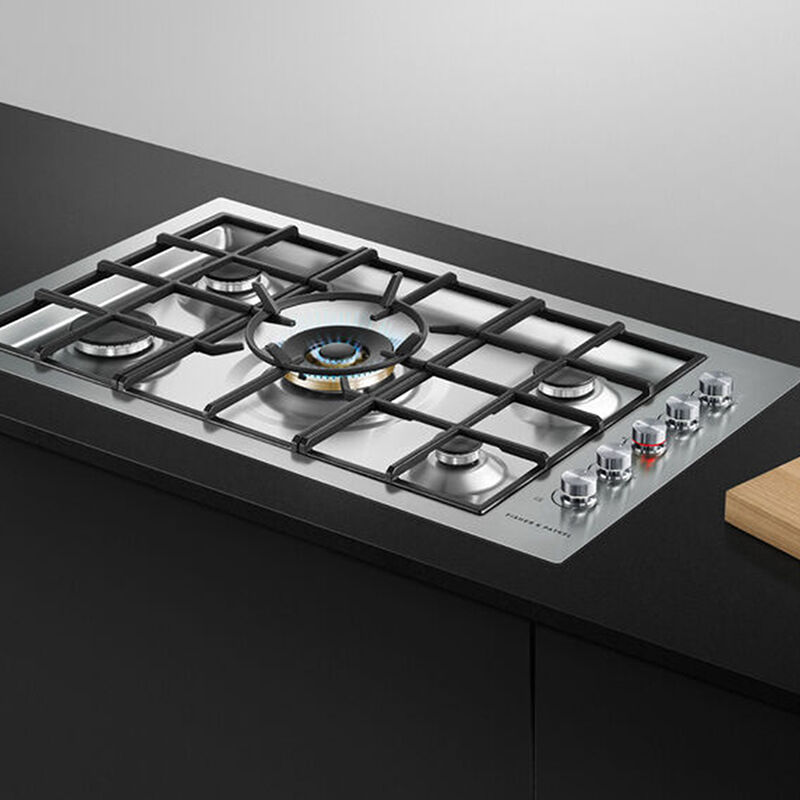 Fisher & Paykel Series 9 36 in. 5-Burner LP Gas Cooktop with Simmer Burner & Power Burner - Stainless Steel, , hires