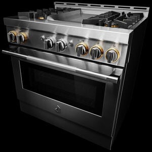 JennAir Rise Series 36 in. 5.1 cu. ft. Smart True European Convection Gas Range with 4 Sealed Burners & Griddle - Stainless Steel, , hires