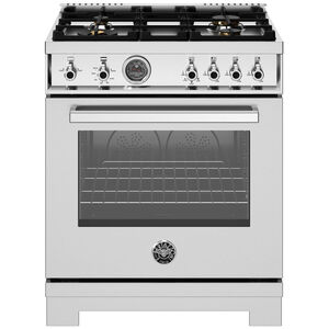 Bertazzoni Professional Series 30 in. 4.7 cu. ft. Convection Oven Freestanding Natural Gas Range with 4 Sealed Burners - Stainless Steel, , hires