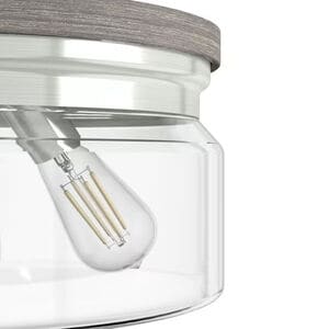 Hunter Devon Park 13 in. 3-Light Flush Mount Ceiling Light with Clear Glass - Brushed Nickel, , hires