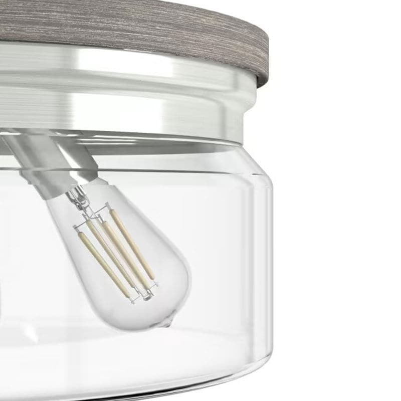 Hunter Devon Park 13 in. 3-Light Flush Mount Ceiling Light with Clear Glass - Brushed Nickel, , hires
