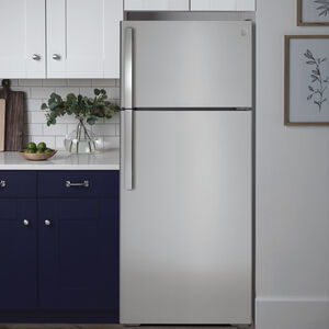 GE 28 in. 17.5 cu. ft. Top Freezer Refrigerator with Ice Maker - Stainless Steel, Stainless Steel, hires