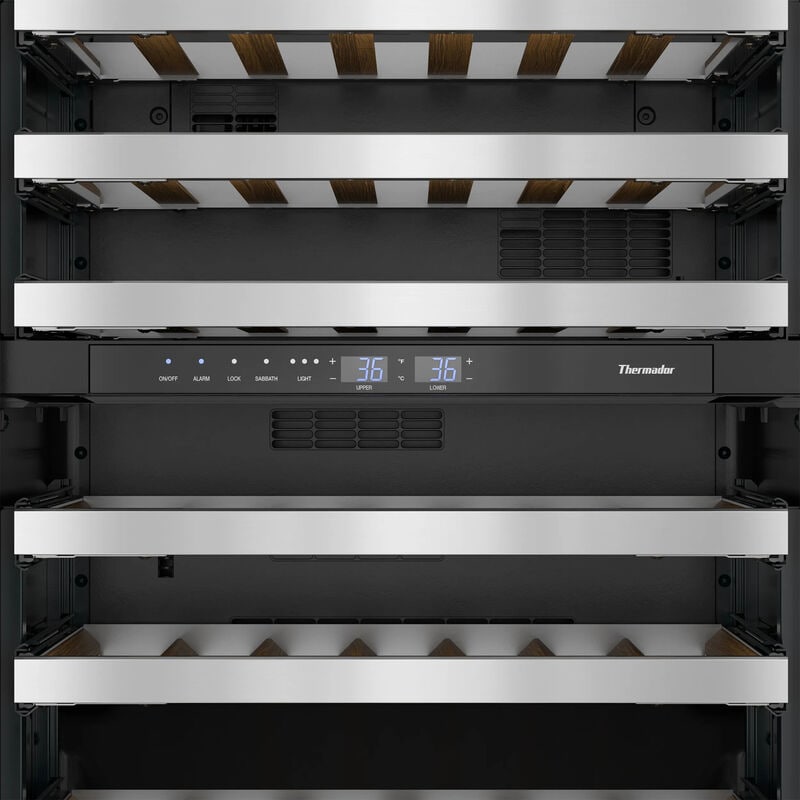 Thermador Masterpiece Series 24 in. Undercounter Wine Cooler with Wood Racks, Dual Temperature Zones & 41 Bottle Capacity - Stainless Steel, , hires