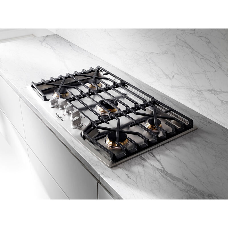 Signature Kitchen Suite 30 in. 5-Burner Smart Natural Gas Cooktop with Griddle, Simmer Burner & Power Burner - Stainless Steel, , hires