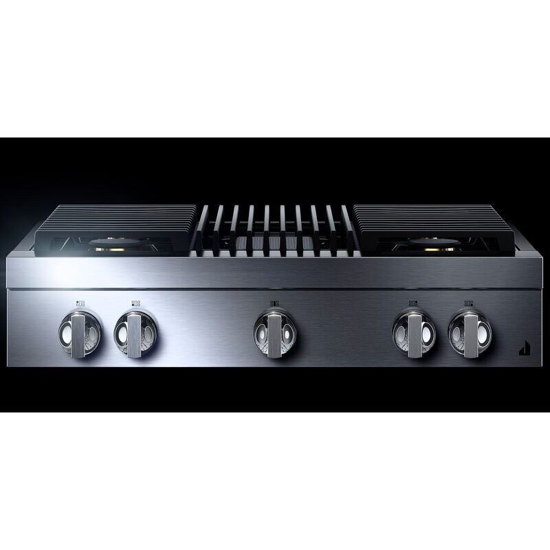 JennAir Noir 36 in. 4-Burner Natural Gas Rangetop with Grill, Simmer Burner & Power Burner - Stainless Steel, , hires