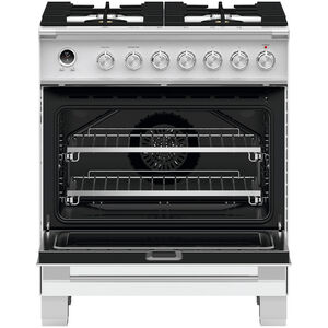 Fisher & Paykel Series 9 Classic 30 in. 3.5 cu. ft. True European Convection Dual Fuel Range with 4 Sealed Burners - White, , hires